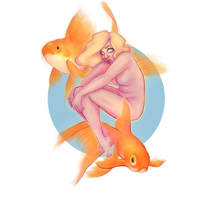 Kunstwerk gemaakt door Eva getiteld Goldfish